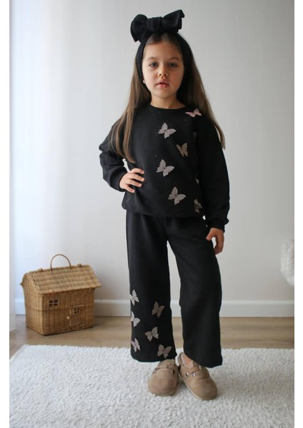 Kelebek Baskılı Kız Çocuk Ikili Eşofman Takımı