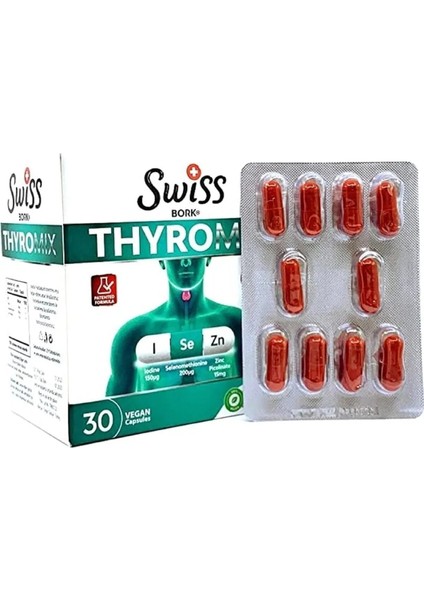 Swiss Bork Thyromix 30 Kapsül – Iyot, Selenyum & Çinko Pikolinat ile Tiroid, Vücut Direnci Desteği fiyatları