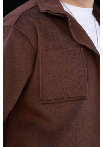 Kahverengi Cepli Basic Erkek Polar Gömlek E6764 modelleri