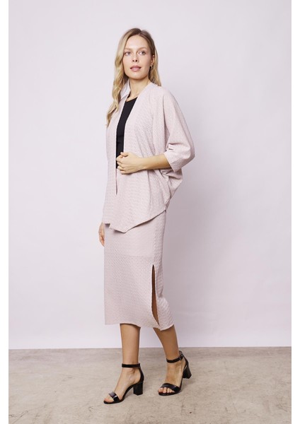 Kadın Likralı Delikli 1.sınıf Kumaş Dantel Yarasa Salaş Rahat Kesim Şık Hırka-Taş