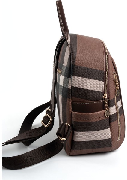 Kadın 906-47374 Sılver Polo Sırt Çantası MK85 Koyu Kahve-Mat Kahve