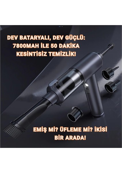 130W 3modlu 20000PA Araç Süpürgesi 7800MAH Şarjlı Oto Süpürgesi ve 100000 Rpm Üfleme Makinası modelleri