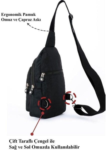 Unisex Siyah Krinkıl Çapraz Askılı Bel Omuz Çanta fırsatları
