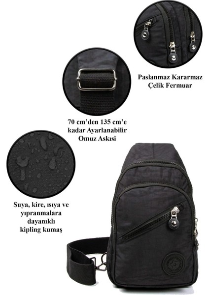 Unisex Siyah Krinkıl Çapraz Askılı Bel Omuz Çanta indirimleri