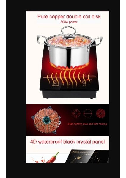 Mini Elektrikli Manyetik Indüksiyon Ocak 800W Tel Kontrol Gömülü 220V-50Hz Hotpot Ocak Brülör Su Geçirmez Tencere Çay Kazan Soba Ocak fırsatları