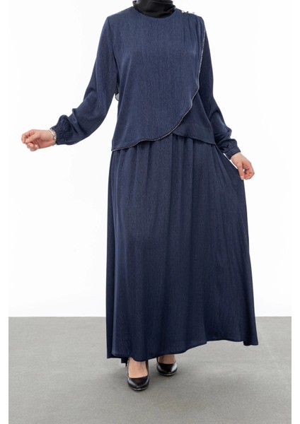 Taş Biye Detaylı Etek Takım - Lacivert modelleri