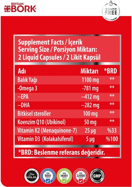 Quattro 30 Parafinsiz Sızdırmaz Liborcaps Coq-10 Koenzim Q10 Omega 3 Balık Yağı D3-K2 Doğal Sterol modelleri