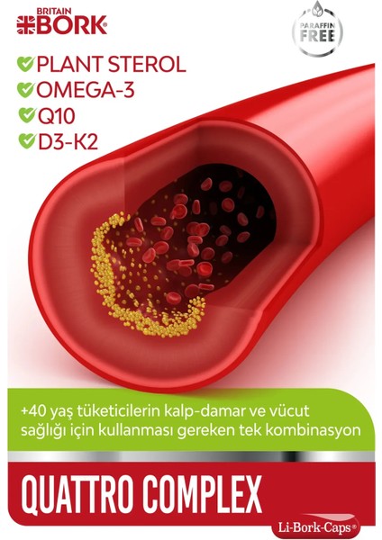 Quattro 30 Parafinsiz Sızdırmaz Liborcaps Coq-10 Koenzim Q10 Omega 3 Balık Yağı D3-K2 Doğal Sterol fırsatları