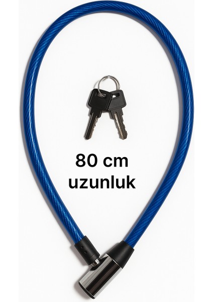 Bisiklet Kilidi & Bebek Arabası Kilidi & Scooter Kilidi 80 cm Uzunluk Çelik Halat