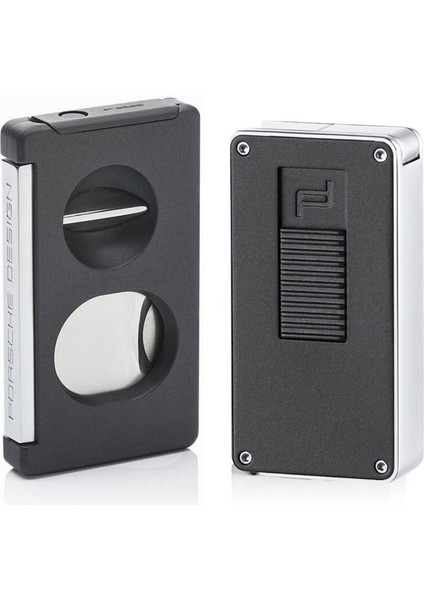 Double Kesici ve Jet Puro Çakmak Seti Grey P3626-3648