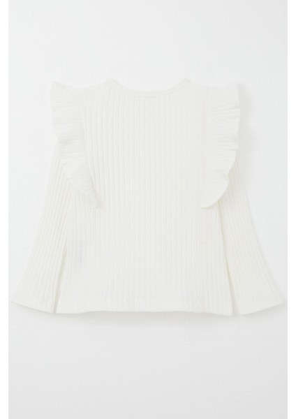 Kız Çocuk Uzun Kollu Tişört Fırfırlı 2-6 Yaş, Ekru modelleri