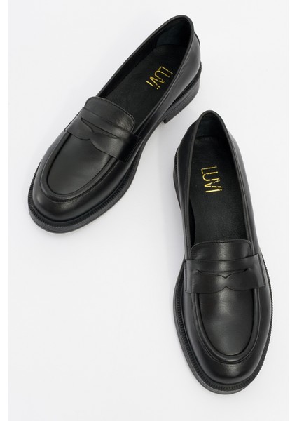 Pline Siyah Cilt Deri Kadın Loafer Ayakkabı fırsatları