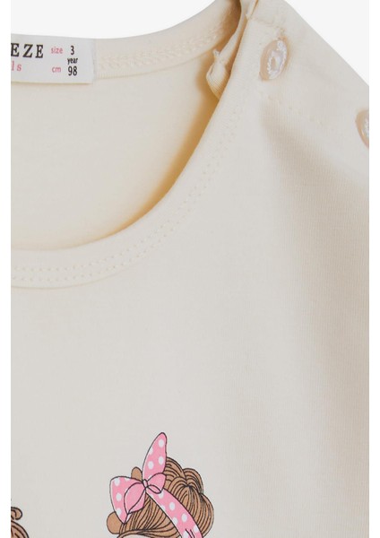 Kız Çocuk Uzun Kollu Tişört Pullu Kız Baskılı 2-6 Yaş, Krem fırsatları