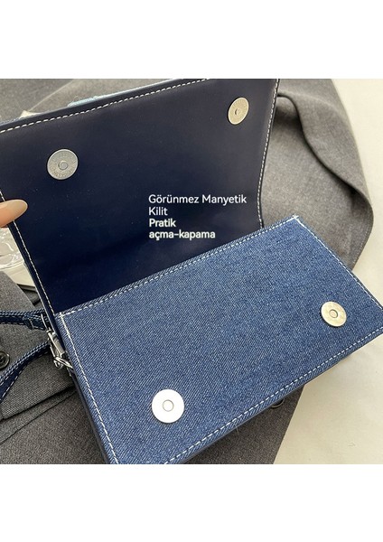 Minimalist Denim Vahşi Moda Tek Omuzlu Kadın Çantası (Yurt Dışından) fırsatları