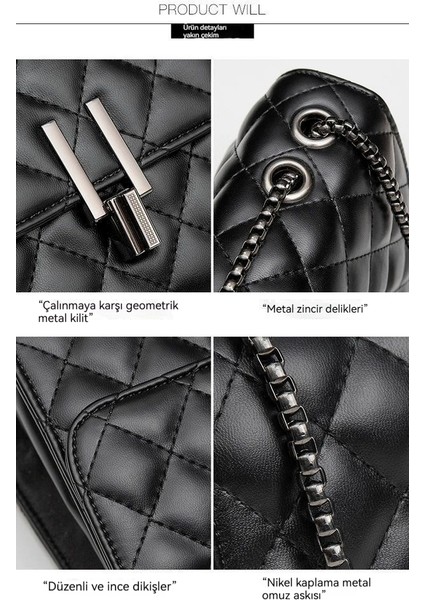 Kareli Zincirli Tek Omuz Çapraz Çanta (Yurt Dışından) modelleri