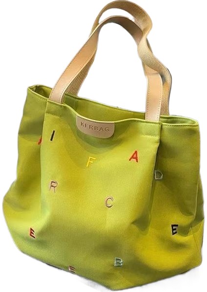 Tuval Gelgit Işlemeli Harfler El No Çanta (Yurt Dışından)