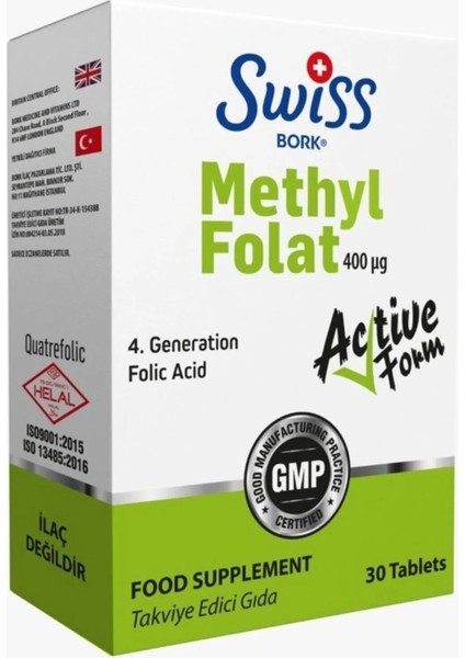 Swiss Bork Methyl Folat Active Form 400 Μg – 30 Tablet Takviye Edici Gıda