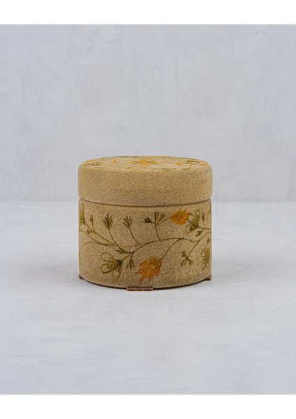 Kadife Çiçek Süslemeli Cam Mum