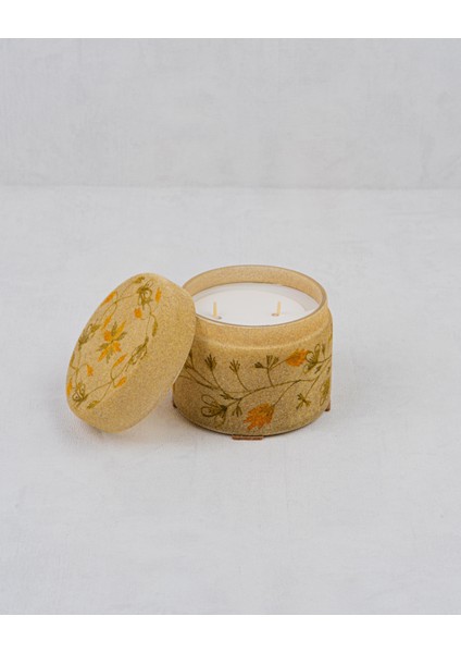 Kadife Çiçek Süslemeli Cam Mum modelleri