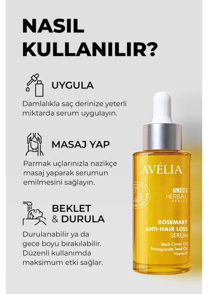 Saç Dökülmesine Karşı Serum Saç Dökülmesi ve Yıpranmış Saçlar Için Saç Serumu %100 Bitkisel Formül