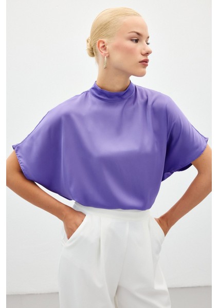 Yarasa Kol Salaş Bluz - Lila