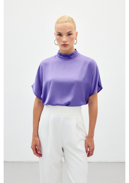 Yarasa Kol Salaş Bluz - Lila fiyatları