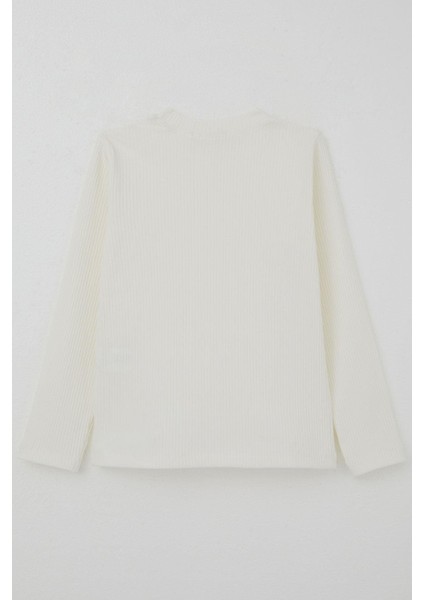 Kız Çocuk Uzun Kollu Tişört Fiyonk Aksesuarlı 8-12 Yaş, Ekru modelleri