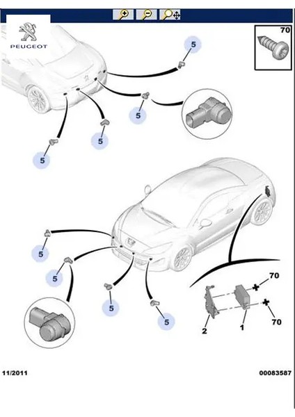 Park Sensörü 407-C5 X7 Peugeot Eski KOD:6590.F6/ 6590.EF 1611735680
