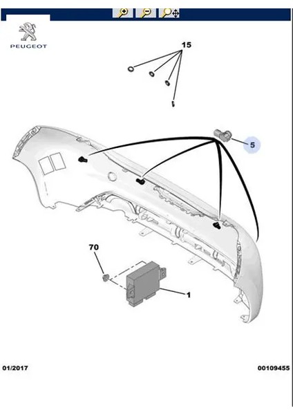 Ön Park Sensörü Berlingo-C3-C4 Cactus-Jumpy IV-2008-3008-308-5008-EXPERT Iv-Partner-Traveller Peugeot Peugeot, Opel, Ds, Cıtroen 1609981080