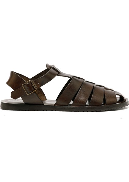 Erkek Sandalet M7533 The Sandals Factory Leather Upper Dark Brown
