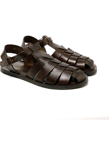 Erkek Sandalet M7533 The Sandals Factory Leather Upper Dark Brown modelleri