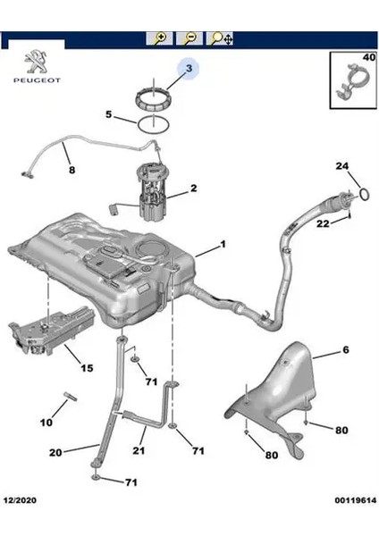 Benzin Pompa Kapaği 206-206+-207-208-2008-301-307-308-508-5008-RCZ-EXPERT-SCUDO-C4-C5 1.6-2.0 Hdi