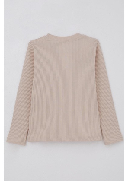 Kız Çocuk Uzun Kollu Tişört Fiyonk Aksesuarlı 8-12 Yaş, Bej fiyatları