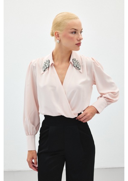 Aksesuar Detaylı Bodysuit Bluz - Pudra fiyatları