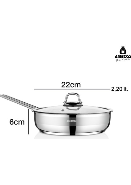 Ambos Saphire Paslanmaz Çelik 22 cm Cam Kapaklı Tava indirimleri