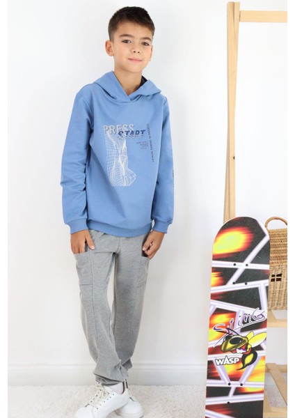 Erkek Çocuk Eşofman Takım Oyun Temalı Önden Cepli 5-10 Yaş, Indigo