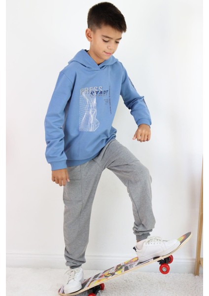 Erkek Çocuk Eşofman Takım Oyun Temalı Önden Cepli 5-10 Yaş, Indigo fiyatları