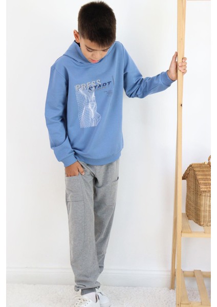 Erkek Çocuk Eşofman Takım Oyun Temalı Önden Cepli 5-10 Yaş, Indigo modelleri