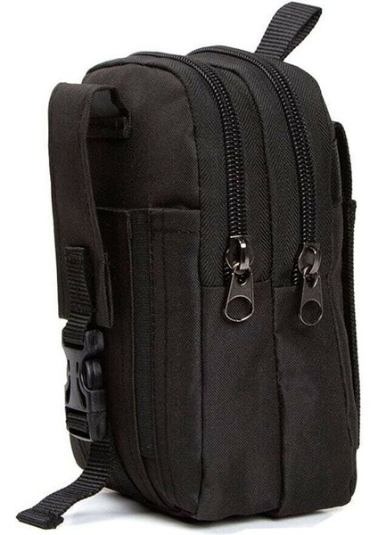 Siyah Erkek Telefon Bölmeli Taktik Bel Kemer Çanta