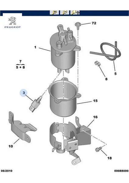 Mazot Filtre Kutu Müşürü 206-307 DV6TED Peugeot 5M5Q9J308AA/ Cıtroen 1913.11