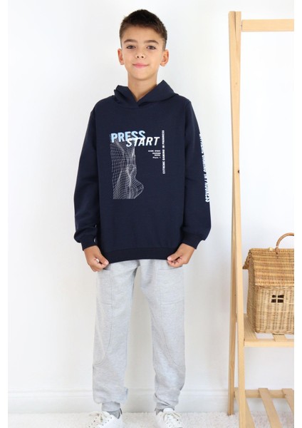 Erkek Çocuk Eşofman Takım Oyun Temalı Önden Cepli 5-10 Yaş, Lacivert