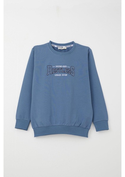 Erkek Çocuk Eşofman Takım Yazı Baskılı Cepli 5-10 Yaş, Indigo modelleri