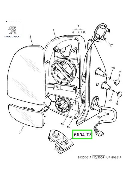Cam Kumanda Düğmesi Boxer Soldan Sürüş Peugeot 735335418 6554.T3