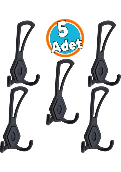 5 Adet Askı Dolap Askılık Askılığı Banyo Mutfak Askısı Duvar Kapı Arkası Elbise Vestiyer Siyah
