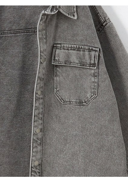 Lcw Kids Siyah Rahat Kalıp Kapüşonlu Erkek Çocuk Jean Gömlek modelleri