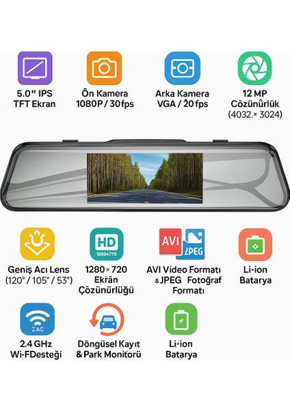 XJ06 HD Araç Kamerası – Wi-Fi Dokunmatik, 1080p Kayıt, Park İzleme & Çarpışma Algılama fiyatları