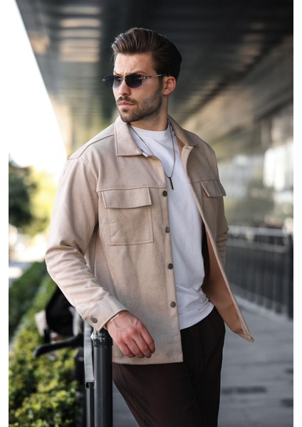 Bej Cep Detaylı Gömlek Ceket 6748 modelleri