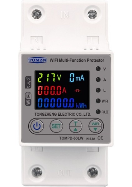 Tomzn Wifi Kaçak Akım Koruma Rölesi 63A Akım ve Yüksek Voltaj Koruyucu Röle Tuya Wifi Uyumlu Enerji Ölçer Kwh Ölçüm Devre Kesici