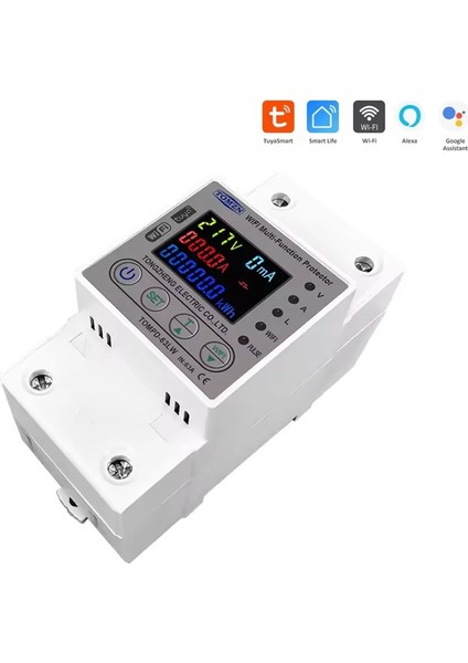 Tomzn Wifi Kaçak Akım Koruma Rölesi 63A Akım ve Yüksek Voltaj Koruyucu Röle Tuya Wifi Uyumlu Enerji Ölçer Kwh Ölçüm Devre Kesici modelleri