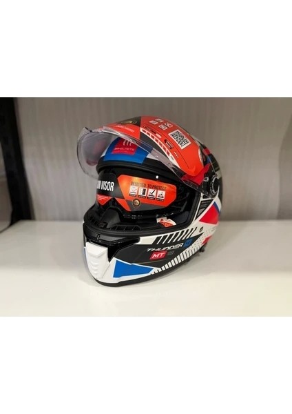 Kask mt Thunder 4 Sv Luminence A7 Mat Beyaz/mavi modelleri